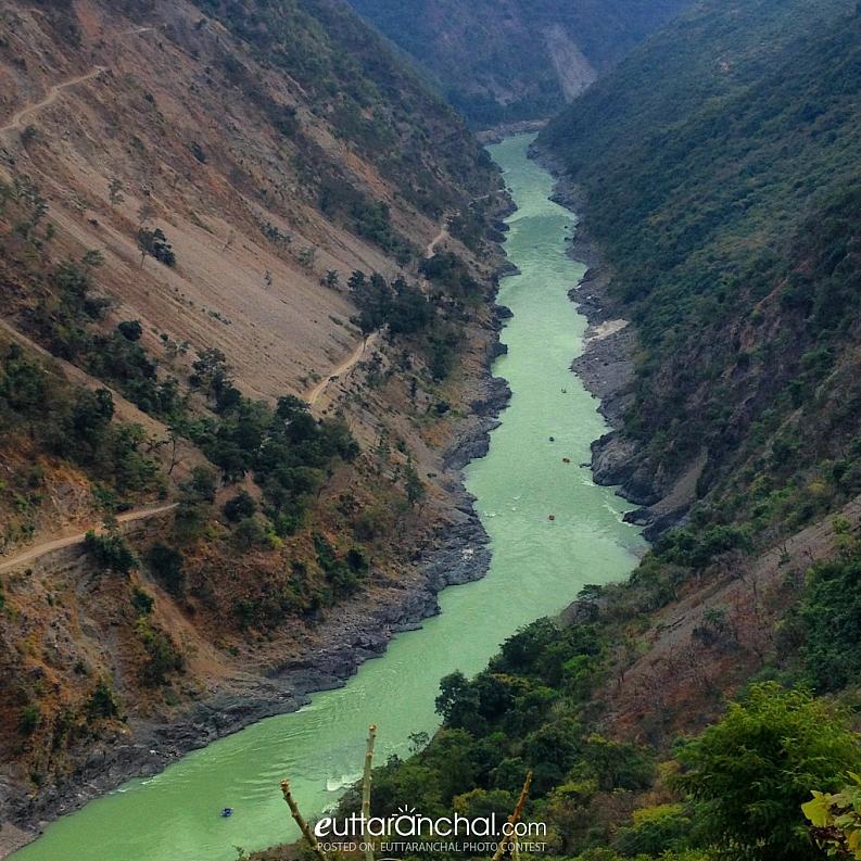 Flow of River Ganges from the heights of the Himalayas