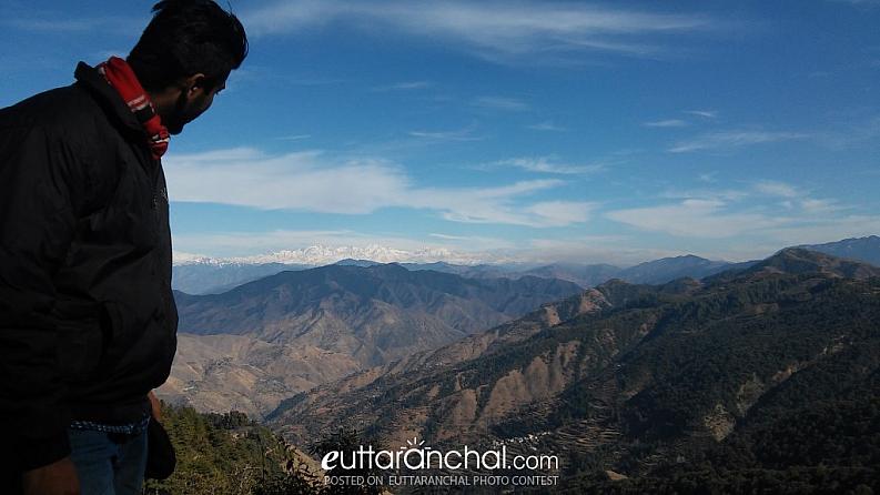 A view of Himalayan snow covered hills from Chakrata